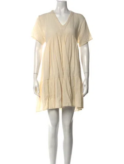 Pre-owned 9seed V-neck Mini Dress In Neutrals