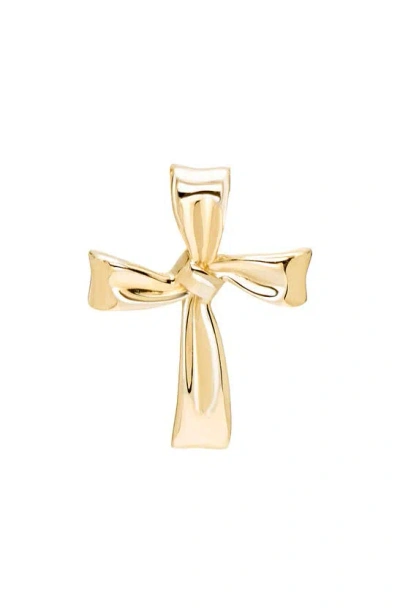 A & M Ribbon Cross Pendant Necklace In Yellow