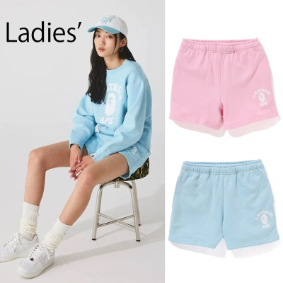 Pre-owned A Bathing Ape 2024 Ss A Bathnig Ape Ladies' College Sweat Shorts Sax / Pink 1k30253003