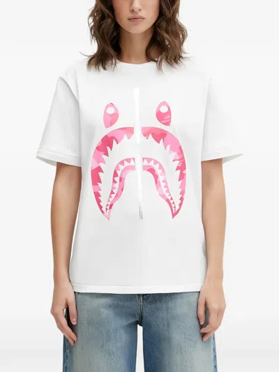 A Bathing Ape Camo Shark Graphic T-shirt In White