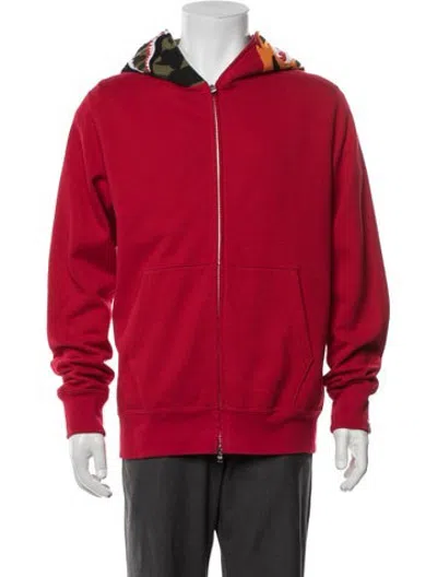 Pre-owned A Bathing Ape Graphic Print Crew Neck Hoodie In Red