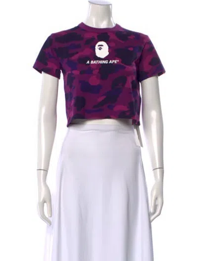 Pre-owned A Bathing Ape Purple Camo Camouflage Print Crop Top