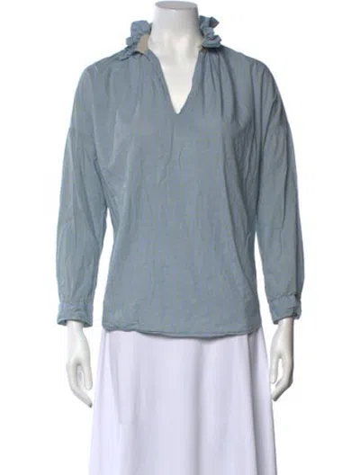 Pre-owned A Shirt Thing Patterned V-neck Top In Blue