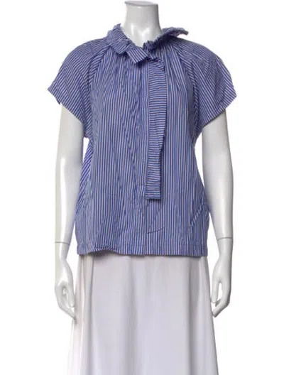 Pre-owned A Shirt Thing Striped Tie Neck Top In White