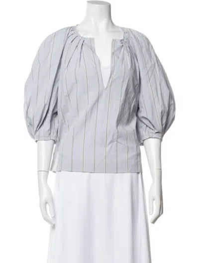 Pre-owned A Shirt Thing Striped V-neck Top In Blue/purple