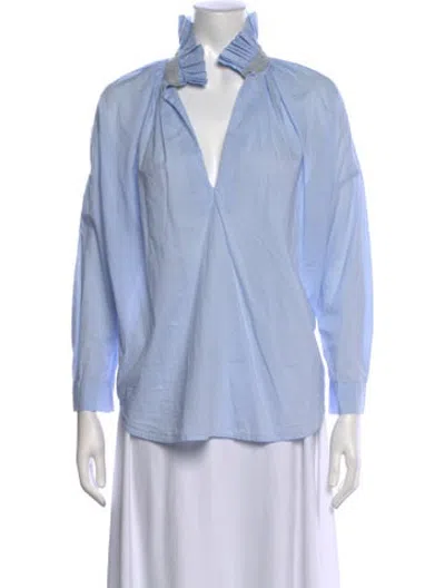Pre-owned A Shirt Thing V-neck Long Sleeve Blouse W/ Tags In Blue