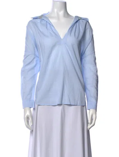 Pre-owned A Shirt Thing V-neck Long Sleeve Top In Blue