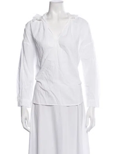 Pre-owned A Shirt Thing V-neck Long Sleeve Top In White