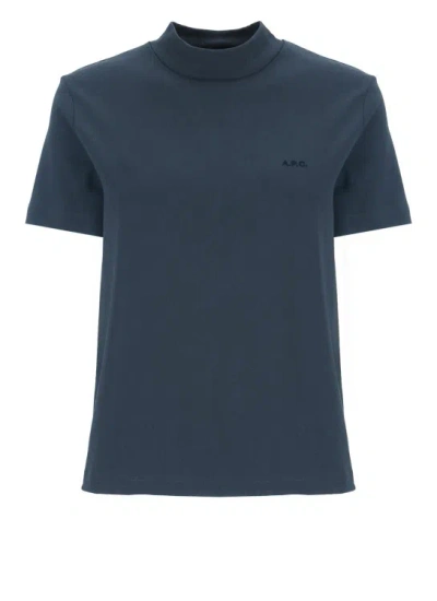 Apc Blue Cotton Tshirt In Black