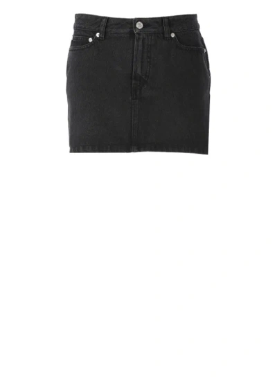 A.p.c. Cotton Mini Skirt In Black