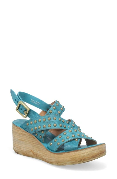 A.s.98 Nickie Wedge Slingback Sandal In Emerald