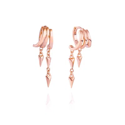Aaria London Women's Lynx Stacked Triple Hoop Huggie Illusion Earrings Rose Gold