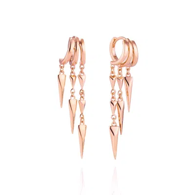 Aaria London Women's Paloma Stacked Triple Hoop Huggie Illusion Earrings Rose Gold