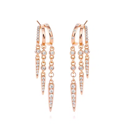 Aaria London Women's Rio Stacked Triple Hoop Illusion Earrings Rose Gold