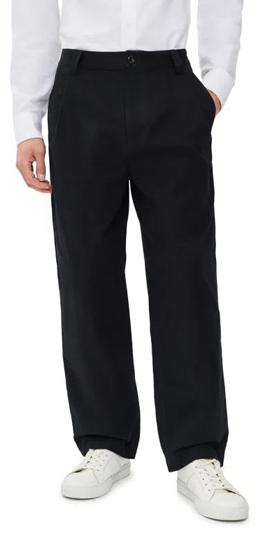 Aaron Levine Double Pleated Workwear Pants Black
