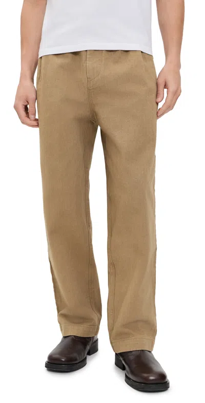 Aaron Levine Sulphur Dyed Double Pleat Pants Dune In Brown