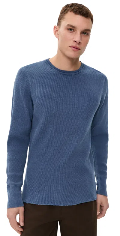 Aaron Levine Thermal Long Sleeve Waffle Tee Washed Blue