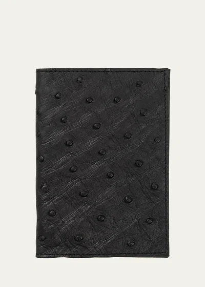 Abas Ostrich Leather Passport Booklet In Black
