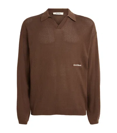 Aboutblank About:blank Knitted Resort Long-sleeve Polo Shirt In Brown