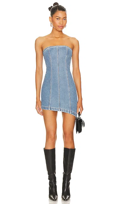 Abrand Georgia Bustier Mini Dress In Blue