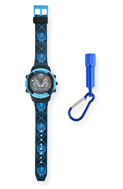 Accutime Kids' Black Panthers™ Lcd Watch & Flashlight Set In Multi