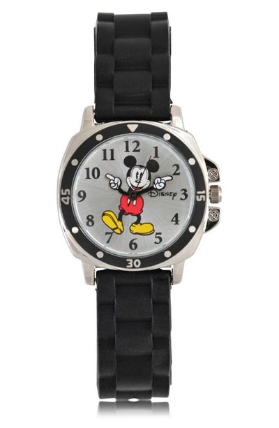 Accutime Kids' Mickey Mouse Analog Rubber Strap Watch In Black