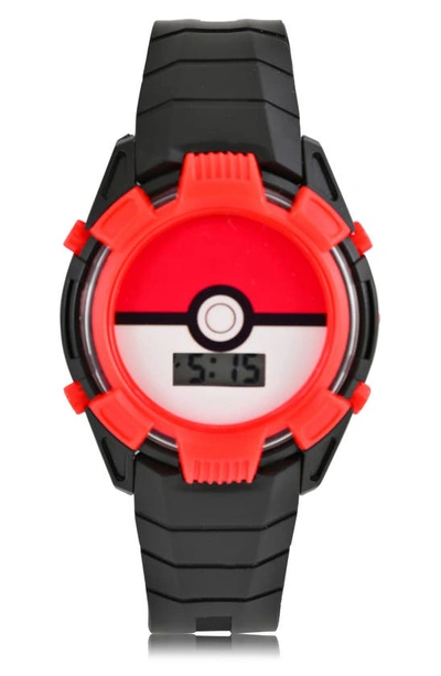 Accutime Kids' Pokémon Lcd Flashing Silicone Strap Watch In Black