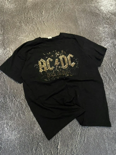 Pre-owned Acdc X Band Tees Ac/dc World Tour Rock Or Bust Band Tee 1015 In Black