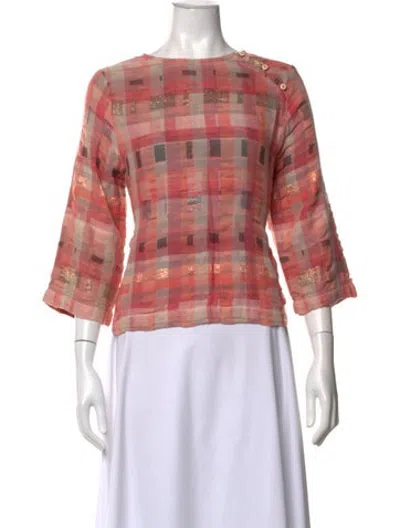 Pre-owned Ace & Jig Plaid Print Crew Neck Top In Pink