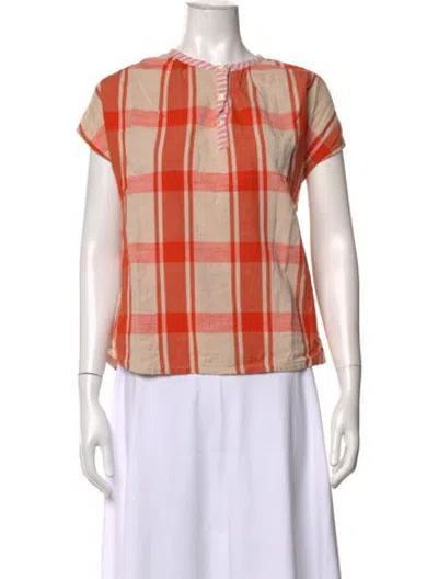 Pre-owned Ace & Jig Plaid Print Crew Neck Top In Pink