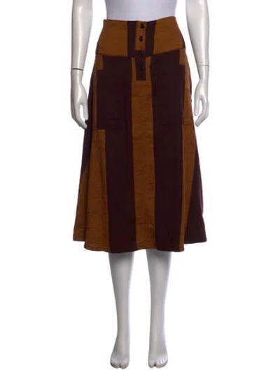 Pre-owned Ace & Jig Striped Midi Length Skirt In Brown