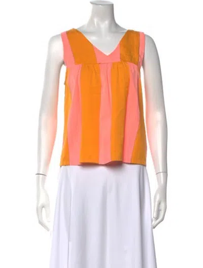 Pre-owned Ace & Jig Striped V-neck Top In Orange