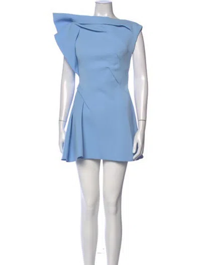Pre-owned Acler Asymmetrical Mini Dress In Blue