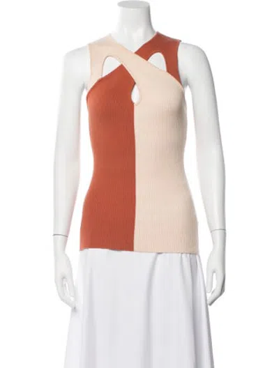Pre-owned Acler Colorblock Pattern Asymmetrical Top In Orange