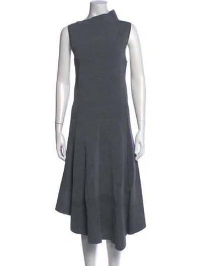 Pre-owned Acler Mock Neck Midi Length Dress In Grey