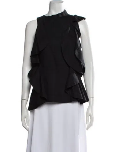 Pre-owned Acler Mock Neck Sleeveless Top In Black