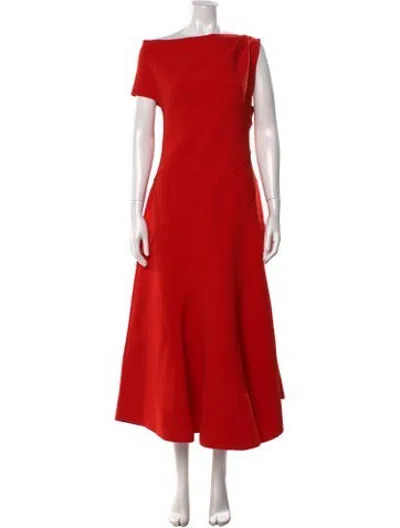 Pre-owned Acler Off-the-shoulder Midi Length Dress In Red