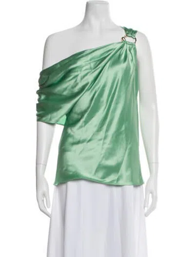 Pre-owned Acler One-shoulder Midi Length Dress In Green