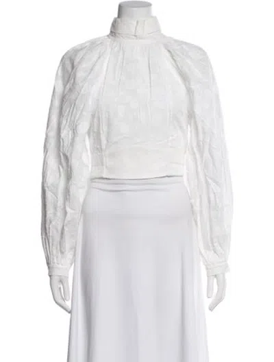 Pre-owned Acler Patterned Mock Neck Blouse In Neutrals