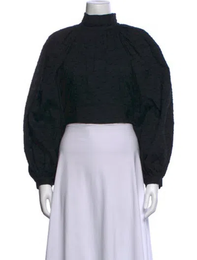 Pre-owned Acler Patterned Mock Neck Top In Black