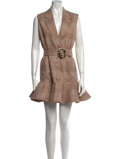 Pre-owned Acler Plaid Print Mini Dress In Neutrals