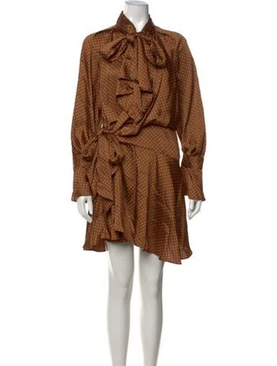 Pre-owned Acler Polka Dot Print Mini Dress In Brown