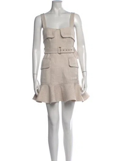 Pre-owned Acler Square Neckline Mini Dress In Neutrals