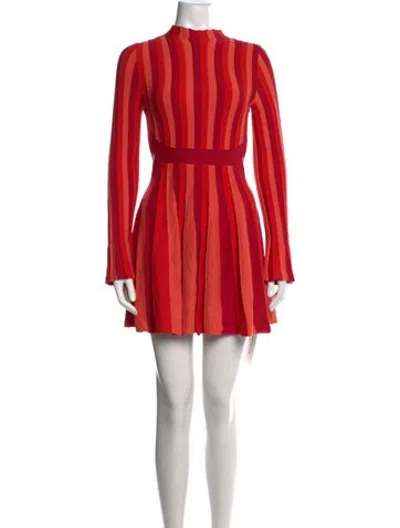 Pre-owned Acler Striped Mini Dress In Red