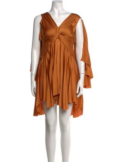 Pre-owned Acler V-neck Mini Dress In Neutrals