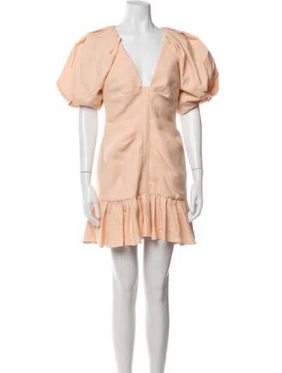 Pre-owned Acler V-neck Mini Dress In Neutrals