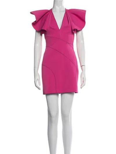 Pre-owned Acler V-neck Mini Dress In Pink