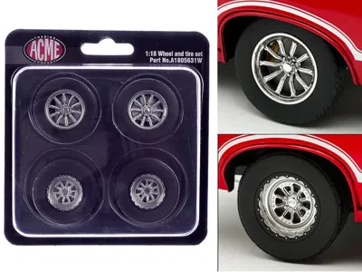 Acme Drag Wheel And Tire Set Of 4 Pieces From "1970 Oldsmobile 442 W30 W-machine" For 1/18 Scale Model By
