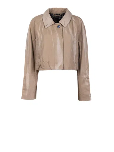 Acne Studios 100% Cotton Coat In Faded Ochre
