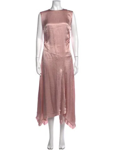 Pre-owned Acne Studios Crew Neck Midi Length Dress In Pink
